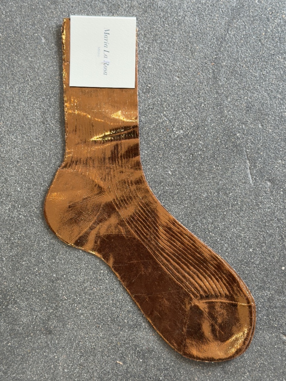 Maria La Rosa Laminated Silk Socks in Brown